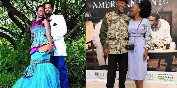 Sello Maake Ka-Ncube with ex-wife and current wife