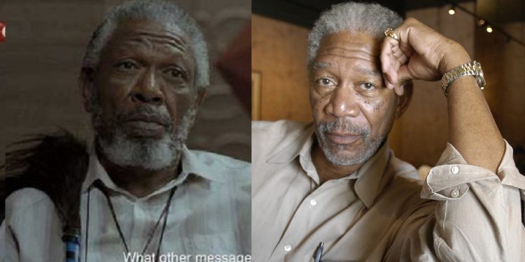 Imbewu: The Seed actor Macingwane alongside Morgan Freeman - Source: Instagram