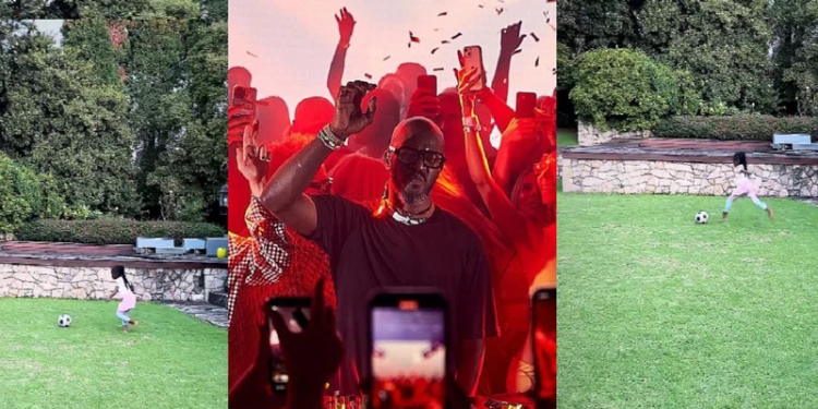 Daughter of Black Coffee showcases impressive soccer abilities