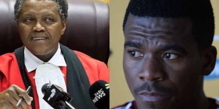 The new Presiding Judge in the Senzo Meyiwa murder trial, Ratha Mokgoatlheng. Images: Twitter/@Sli_Masikane.