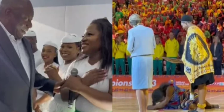 Watch: Makhadzi shows respect and gratitude to Ramaphosa after her performance